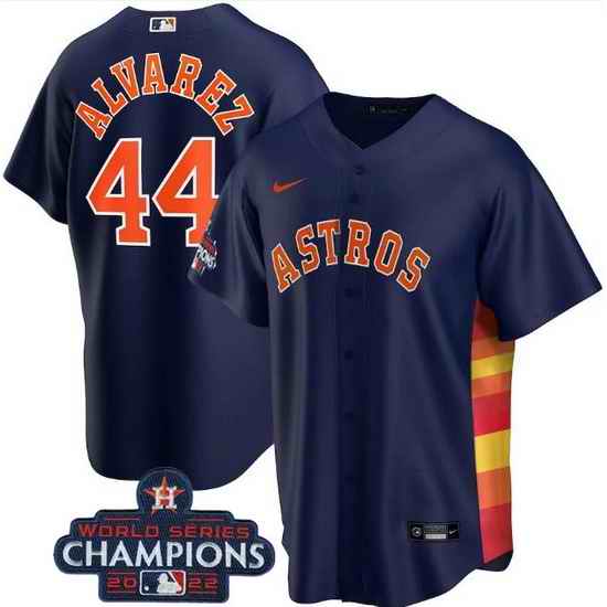 Men Houston Astros #44 Yordan Alvarez Navy 2022 World Series Champions Stitched Baseball Jersey->houston astros->MLB Jersey