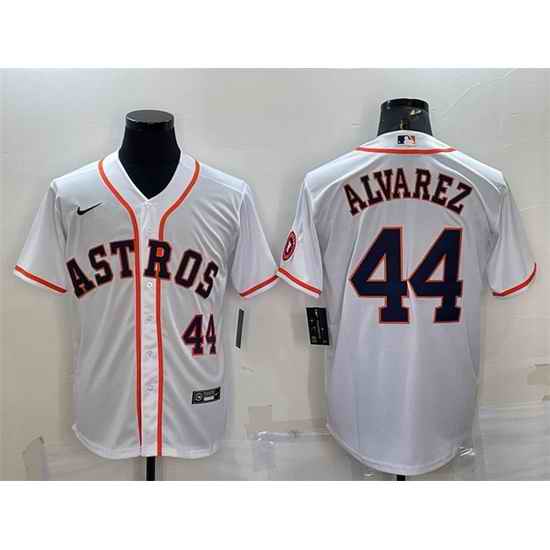 Men Houston Astros #44 Yordan Alvarez White With Patch Cool Base Stitched Jersey->houston astros->MLB Jersey