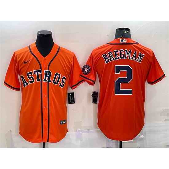 Men Houston Astros #2 Alex Bregman Orange With Patch Cool Base Stitched Jersey->houston astros->MLB Jersey