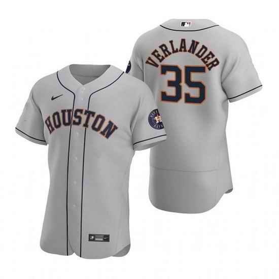 Men Houston Astros #35 Justin Verlander Gray Flex Base Stitched Jersey->houston astros->MLB Jersey