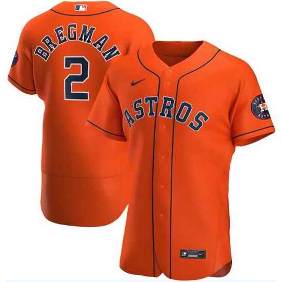 Men Houston Astros #2 Alex Bregman Orange Flex Base Stitched Jersey->houston astros->MLB Jersey