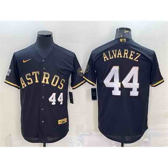 Men Houston Astros #44 Yordan Alvarez Black Gold 2022 World Series Stitched Baseball Jersey->houston astros->MLB Jersey
