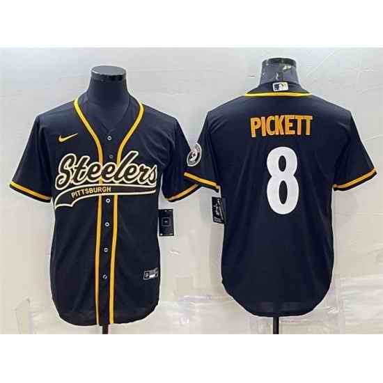 Men Pittsburgh Steelers #8 Kenny Pickett Black With Patch Cool Base Stitched Baseball Jersey->philadelphia eagles->NFL Jersey