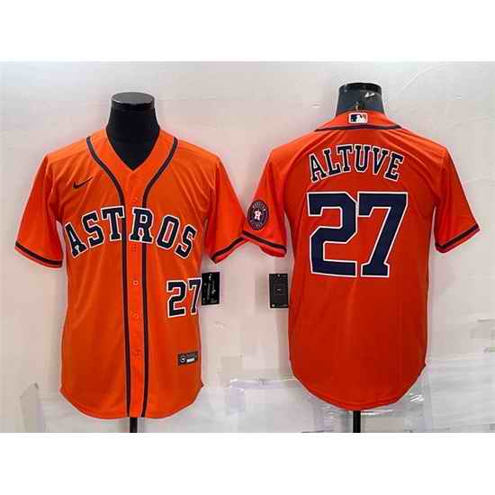Men Houston Astros #27 Jose Altuve Orange With Patch Cool Base Stitched Jersey->houston astros->MLB Jersey