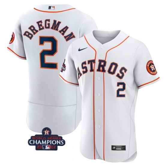Men Houston Astros #2 Alex Bregman White 2022 World Series Champions Flex Base Stitched Baseball Jersey->houston astros->MLB Jersey