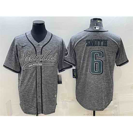 Men Philadelphia Eagles #6 DeVonta Smith Gray With Patch Cool Base Stitched Baseball JerseyS->philadelphia eagles->NFL Jersey