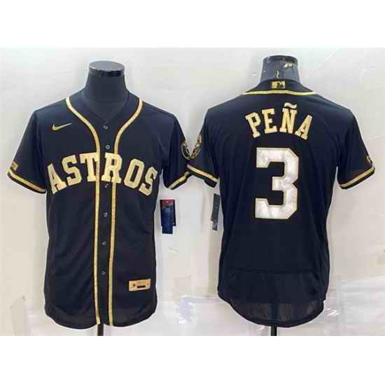 Men Houston Astros #3 Jeremy Pena Black Gold Flex Base Stitched Jersey->houston astros->MLB Jersey