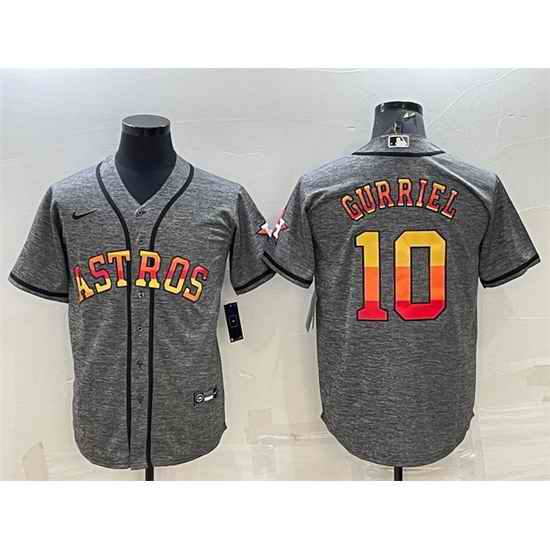 Men Houston Astros #10 Yuli Gurriel Grey Cool Base Stitched Baseball Jersey->houston astros->MLB Jersey