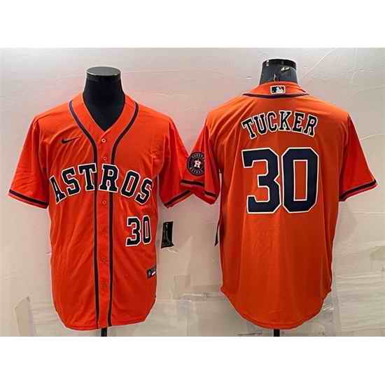 Men Houston Astros #30 Kyle Tucker Orange With Patch Cool Base Stitched Jersey->houston astros->MLB Jersey