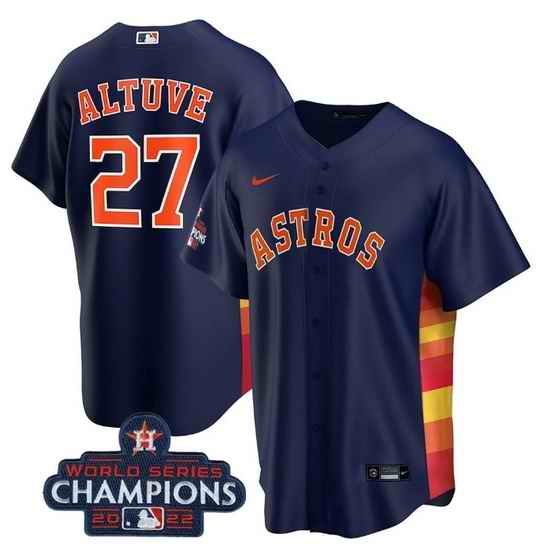 Men Houston Astros #27 Jose Altuve Navy 2022 World Series Champions Stitched Baseball Jersey->houston astros->MLB Jersey
