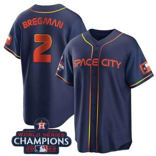 Youth Houston Astros #2 Alex Bregman Navy 2022 World Series Champions City Connect Stitched BaseballJersey->women mlb jersey->Women Jersey