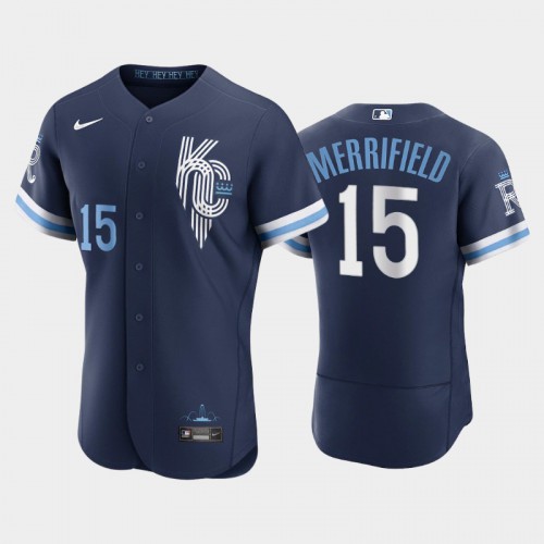 Kansas City Kansas City Royals #15 Whit Merrifield Men’s Nike Authentic 2022 City Connect Navy Jersey Men’s->kansas city royals->MLB Jersey