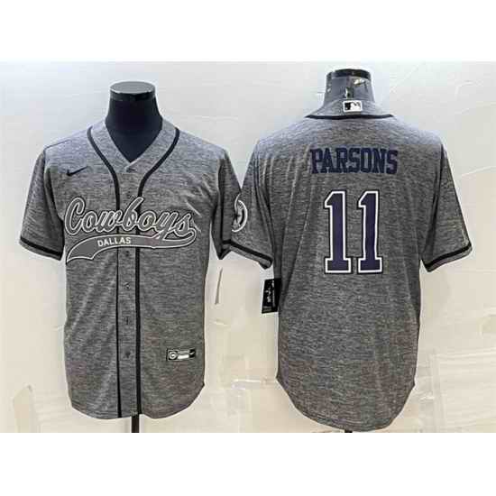 Men Dallas Cowboys #11 Micah Parsons Grey With Patch Cool Base Stitched Baseball JerseyS->dallas cowboys->NFL Jersey