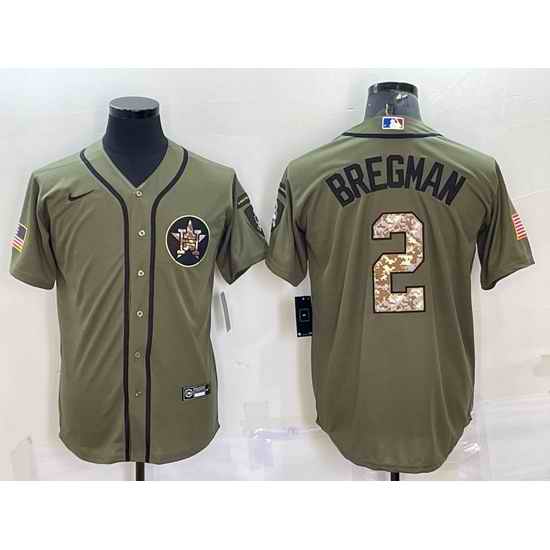 Men Houston Astros #2 Alex Bregman Olive Salute To Service Cool Base Stitched Jersey->houston astros->MLB Jersey