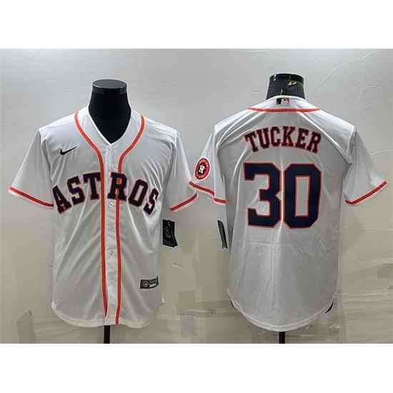 Men Houston Astros #30 Kyle Tucker White With Patch Cool Base Stitched Jersey->houston astros->MLB Jersey