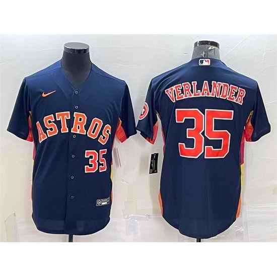 Men Houston Astros #35 Justin Verlander Navy With Patch Cool Base Stitched Jersey->houston astros->MLB Jersey