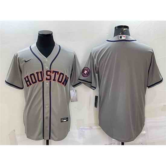 Men Houston Astros Blank Grey With Patch Cool Base Stitched Jersey->houston astros->MLB Jersey
