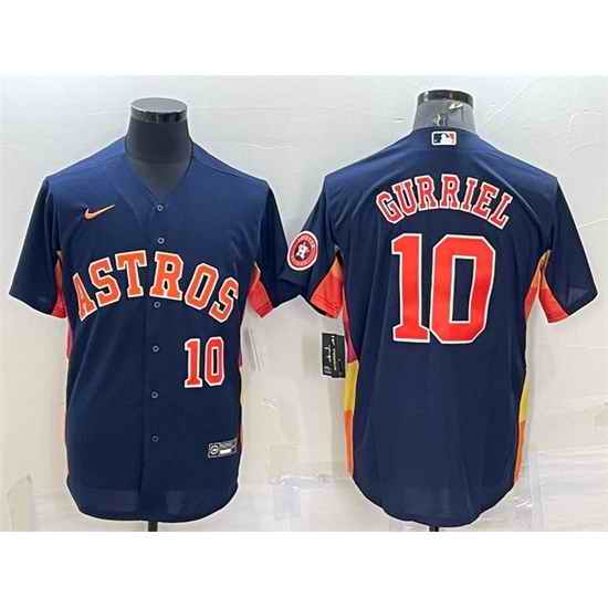 Men Houston Astros #10 Yuli Gurriel Navy With Patch Cool Base Stitched Jersey->houston astros->MLB Jersey