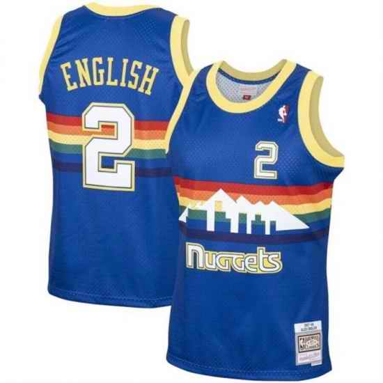 Men Denver Nuggets #2 Alex English 1987 88 Royal Mitchell  26 Ness Swingman Stitched Basketball Jersey->detroit pistons->NBA Jersey