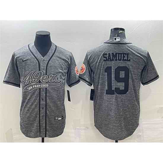 Men San Francisco 49ers #19 Deebo Samuel Grey With Patch Cool Base Stitched Baseball Jersey->philadelphia eagles->NFL Jersey