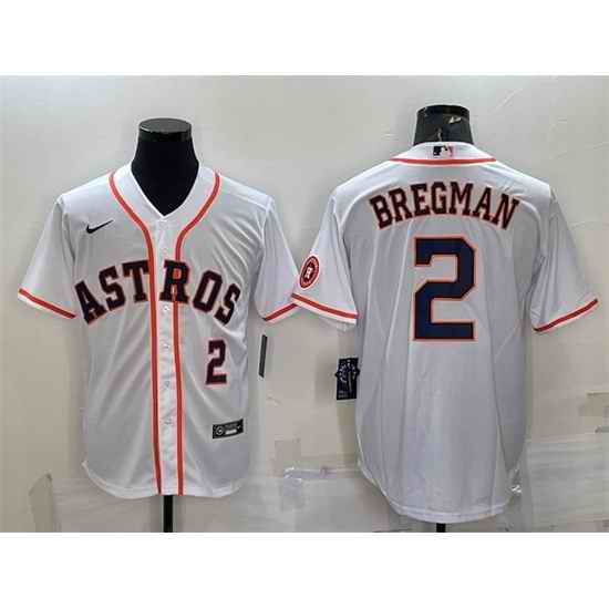 Men Houston Astros #2 Alex Bregman White With Patch Cool Base Stitched Jersey->houston astros->MLB Jersey