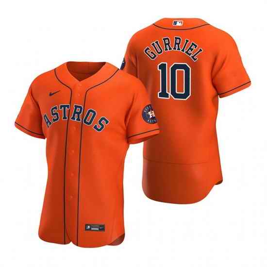 Men Houston Astros #10 Yuli Gurriel Orange Flex Base Stitched Jersey->houston astros->MLB Jersey
