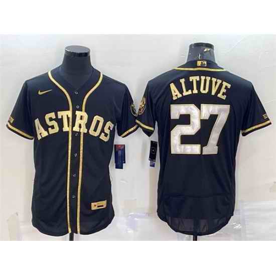 Men Houston Astros #27 Jose Altuve Black Gold Flex Base Stitched Jersey->houston astros->MLB Jersey