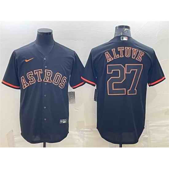 Men Houston Astros #27 Jose Altuve Black Cool Base Stitched Jersey->houston astros->MLB Jersey