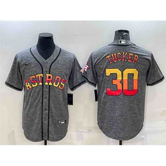 Men Houston Astros #30 Kyle Tucker Grey Cool Base Stitched Baseball Jersey->houston astros->MLB Jersey