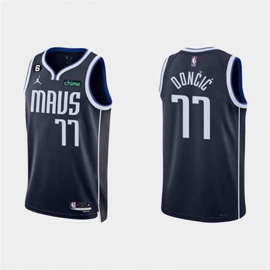 Men Dallas Mavericks 77 Luka Doncic Navy Statement Edition With NO #6 Patch Stitched Basketball Jerseys->cleveland cavaliers->NBA Jersey