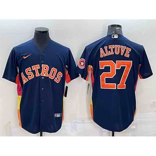 Men Houston Astros #27 Jose Altuve Navy With Patch Cool Base Stitched Jersey->houston astros->MLB Jersey