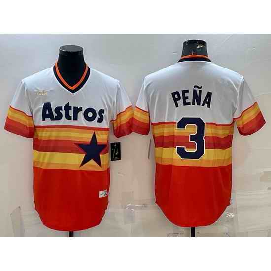 Men Houston Astros #3 Jeremy Pena Orange Rainbow Cool Base Stitched Jersey->houston astros->MLB Jersey