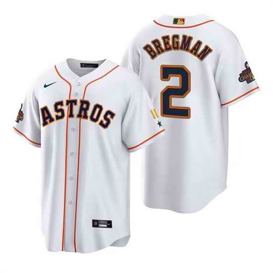 Men Houston Astros #2 Alex Bregman White Gold 2022 World Series Champions Stitched Baseball Jersey->houston astros->MLB Jersey