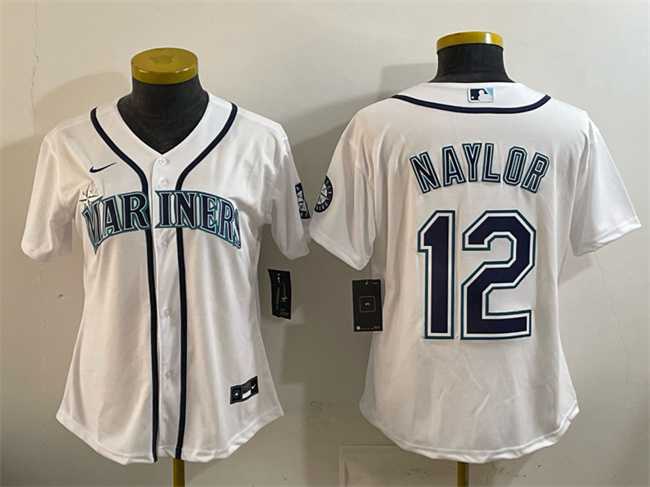 Women%27s Seattle Mariners #12 Josh Naylor White Cool Base Stitched Jersey->toronto blue jays->MLB Jersey