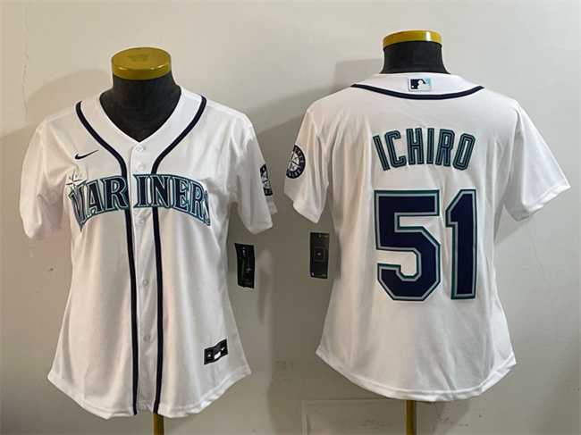 Women%27s Seattle Mariners #51 Ichiro Suzuki White Cool Base Stitched Jersey->mlb womens jerseys->MLB Jersey