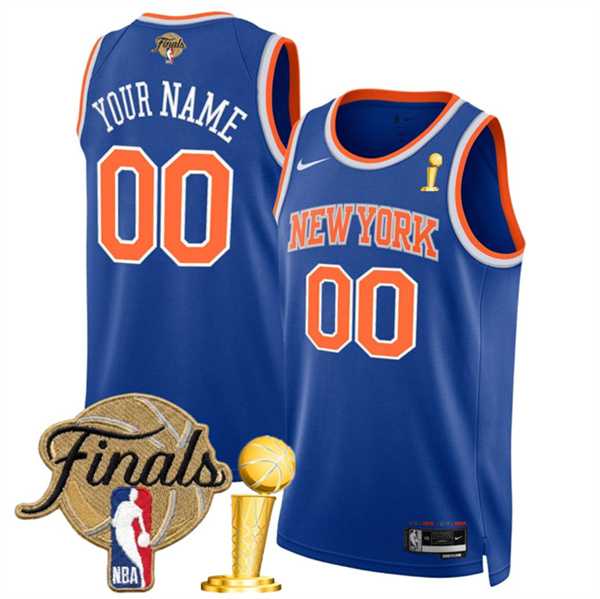 Men%27s New Yok Knicks Active Player Custom Blue 2026 Finals Patch And Finals Champions Patch Icon Edition Stitched Basketball Jersey->customized nba jersey->Custom Jersey