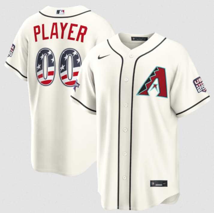 Men%27s Arizona Diamondbacks Active Player Custom Cream 2026 All-Star Edition Stars & Stripes & USA 250 Fourth of July Home Stadium Stitched Baseball Jersey->customized mlb jersey->Custom Jersey