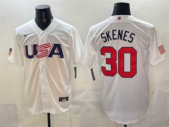Mens USA #30 Paul Skenes White World Baseball Classic Stitched Jersey->2023 world baseball classic->MLB Jersey