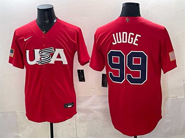 Mens USA #99 Aaron Judge Red World Baseball Classic Stitched Jersey->2023 world baseball classic->MLB Jersey