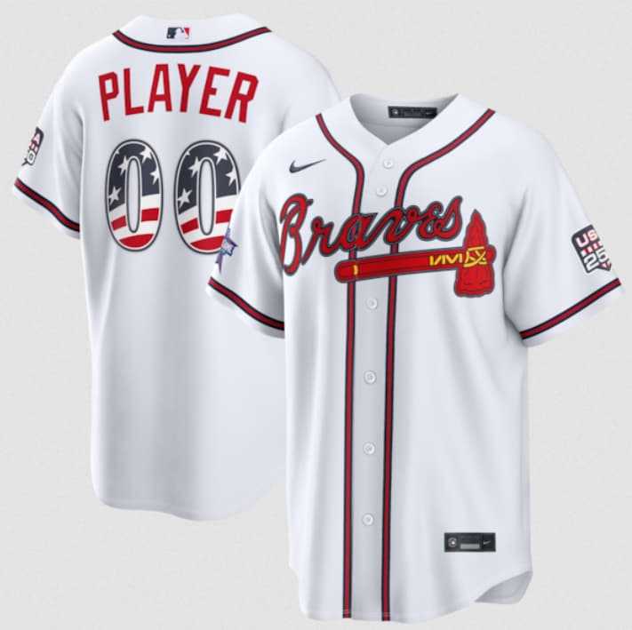 Men%27s Atlanta Braves Active Player Custom White 2026 All-Star Edition Stars & Stripes & USA 250 Fourth of July Home Stadium Stitched Baseball Jersey->customized mlb jersey->Custom Jersey