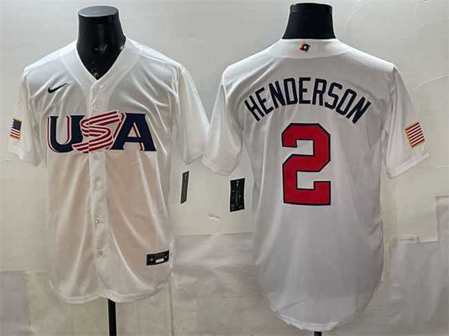Mens USA #2 Gunnar Henderson White World Baseball Classic Stitched Jersey->2023 world baseball classic->MLB Jersey