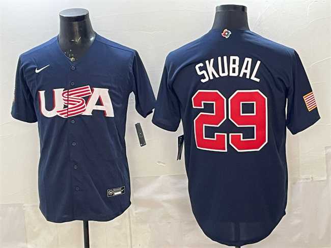 Mens USA #29 Cal Raleigh Navy World Baseball Classic Stitched Jersey->2023 world baseball classic->MLB Jersey