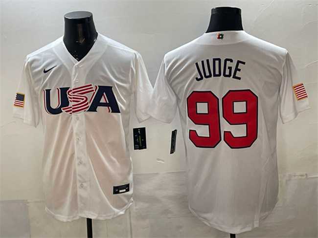 Mens USA #99 Aaron Judge White World Baseball Classic Stitched Jersey->2023 world baseball classic->MLB Jersey