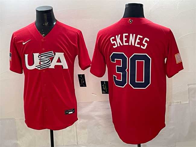 Mens USA #30 Paul Skenes Red World Baseball Classic Stitched Jersey->2023 world baseball classic->MLB Jersey