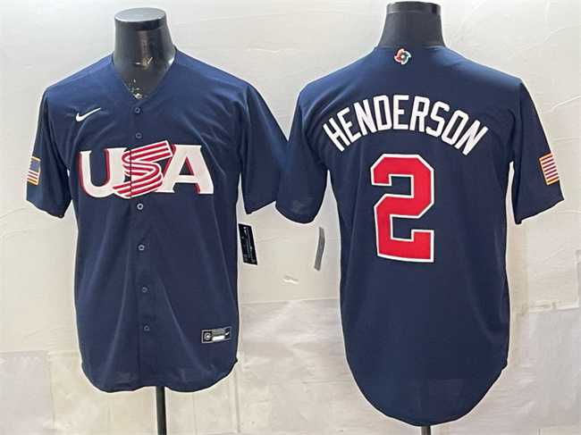 Mens USA #2 Gunnar Henderson Navy World Baseball Classic Stitched Jersey->2023 world baseball classic->MLB Jersey