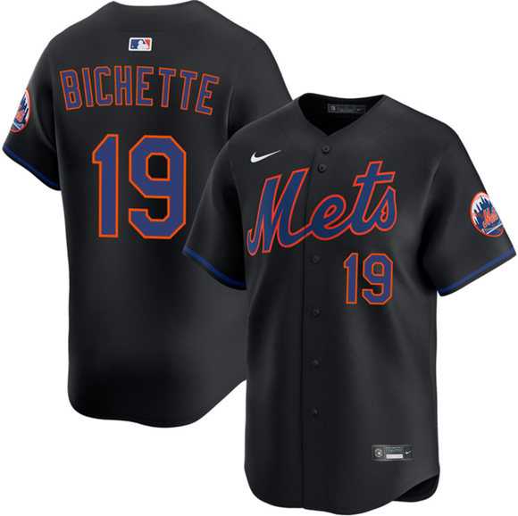 Mens New York Mets #19 Bo Bichette 2026 Black Limited Stitched Jersey Dzhi->new york mets->MLB Jersey