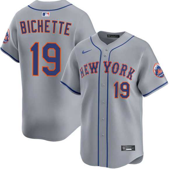 Mens New York Mets #19 Bo Bichette 2026 Gray Limited Stitched Jersey Dzhi->new york mets->MLB Jersey