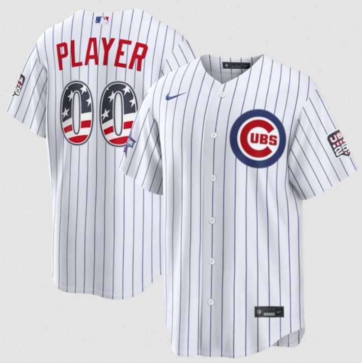 Men%27s Chicago Cubs Active Player Custom White 2026 All-Star Edition Stars & Stripes & USA 250 Fourth of July Home Stadium Stitched Baseball Jersey->customized mlb jersey->Custom Jersey