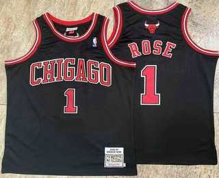 Men%27s Chicago Bulls 1 Derek Rose Black Hardwood Classics Soul AU Throwback Jersey Mixiu->los angeles lakers->NBA Jersey