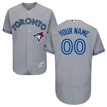 Mens Toronto Blue Jays Majestic Flex Base Authentic Collection grey Custom Jersey->customized mlb jersey->Custom Jersey